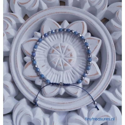 schuifarmbandje lichtblauw/ zilver schuifarmbandje lichtblauw/ zilver